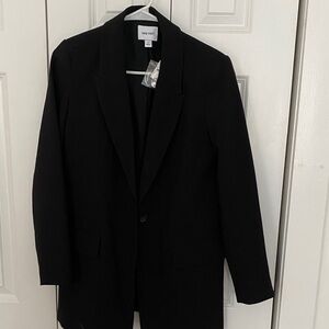 Nine West Black Notched-Lapel Single-Button Blazer